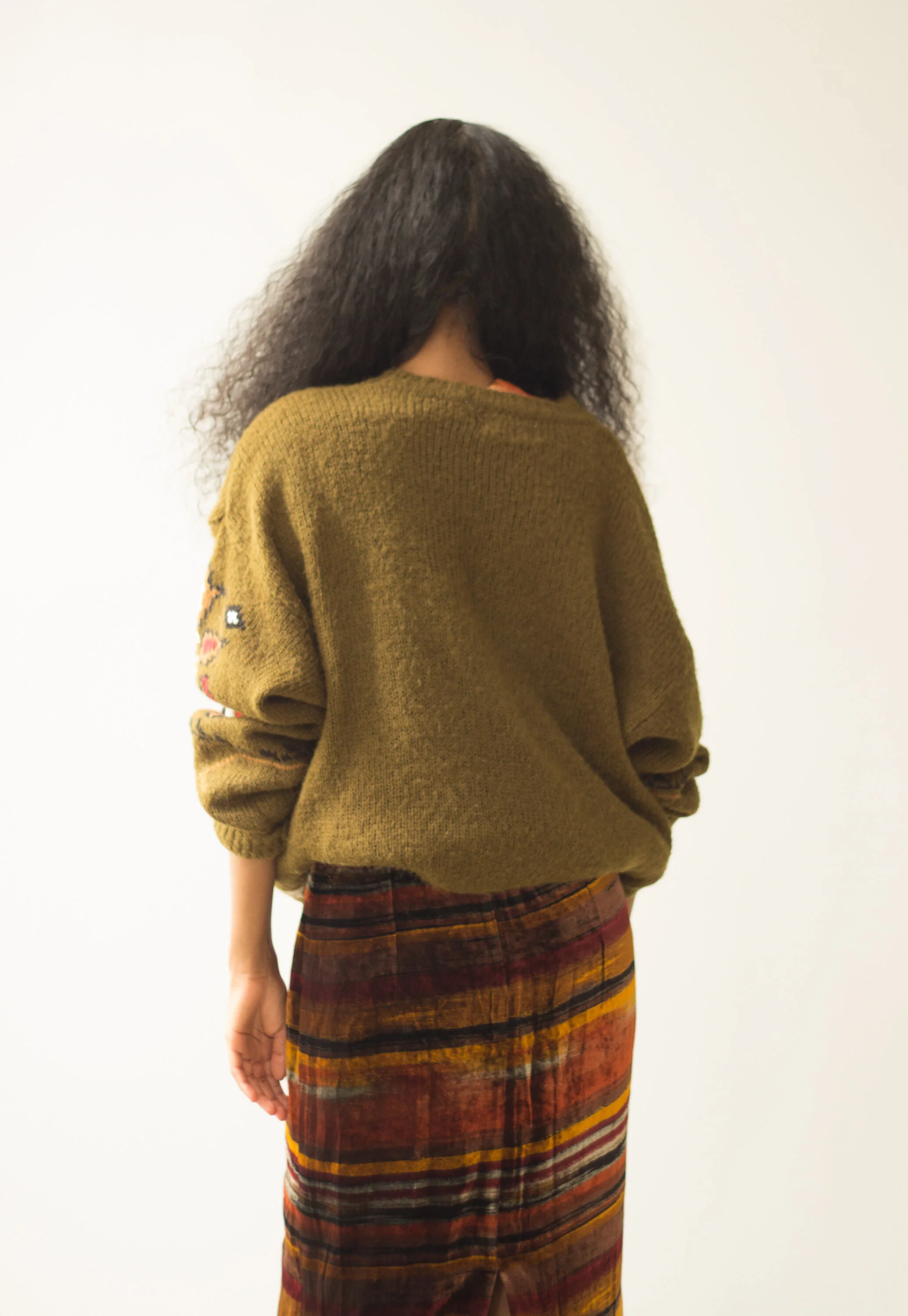 1980s Oversize Olive Folkloric Knit — Wayward Collection